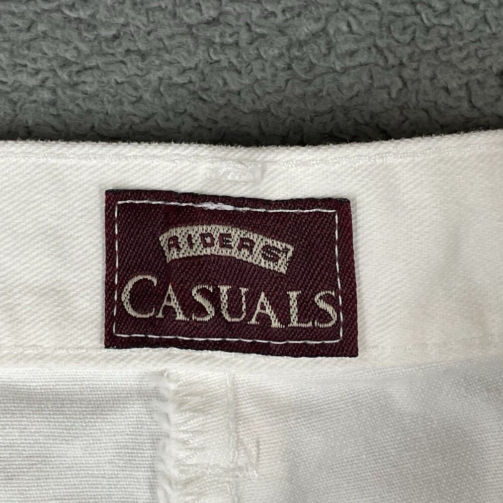 Riders Casuals White Denim Bermuda Shorts High Waist Cuffed Women's 10M Cotton - Picture 6 of 13